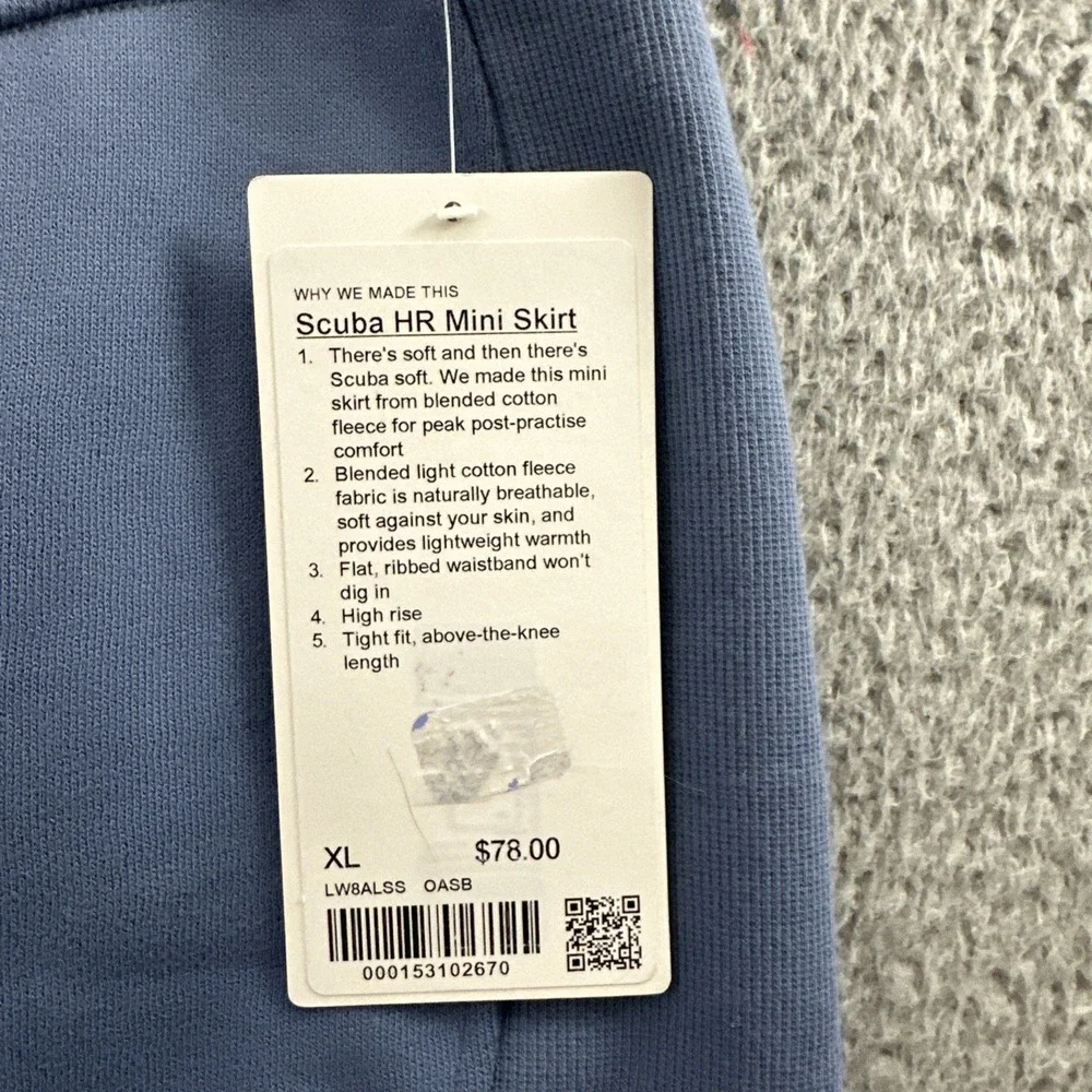 Lululemon Scuba High Rise Mini Skirt Oasis Blue Athletic Athleisure Women's‎ XL